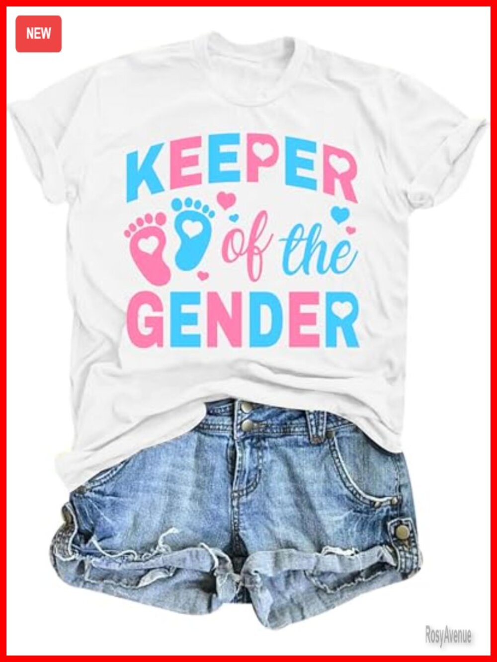 Eatbook Keeper of Gender Reveal T-Shirt Maternity Mom Tee